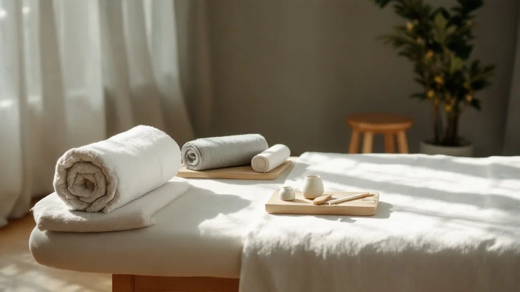 One stool and one massage table with a second empty stool nearby, documentary style.
